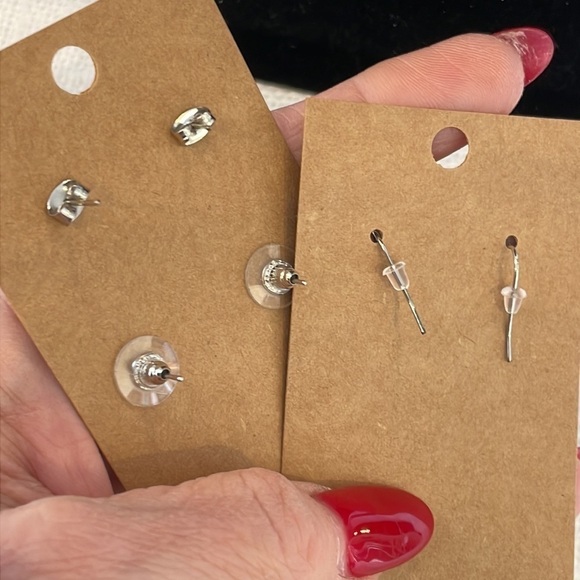 💐5/25 3 pair natural shell dangle drop heart stud half hoop colorful rhinestone - Picture 4 of 7